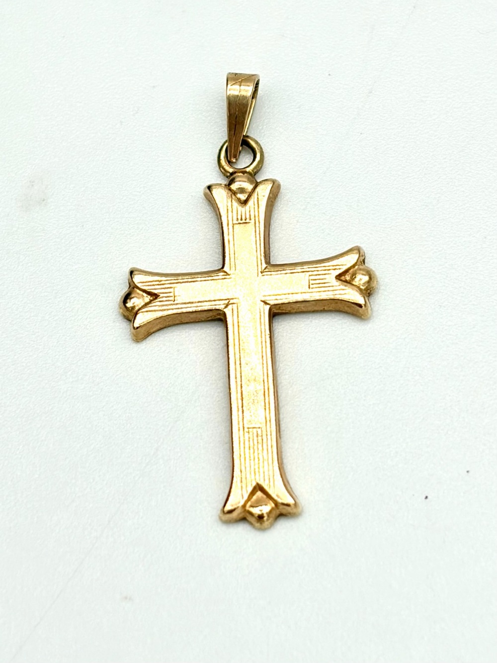 14k Solid Gold Cross Pendant for Necklace, Classic Religious Jewelry, Vintage